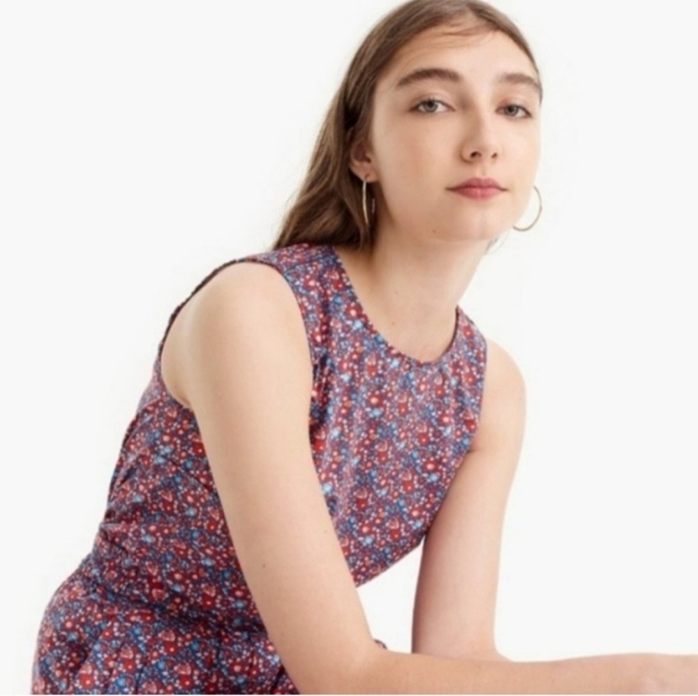 J. Crew Liberty Fabric Sleeveless Tank Shirt Top, Size 10, Betsy Ann Floral